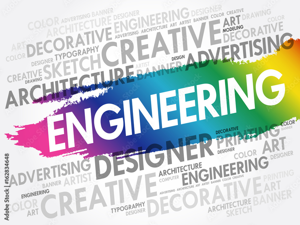 Engineering word cloud, creative business concept background Engineering word cloud, creative business concept background