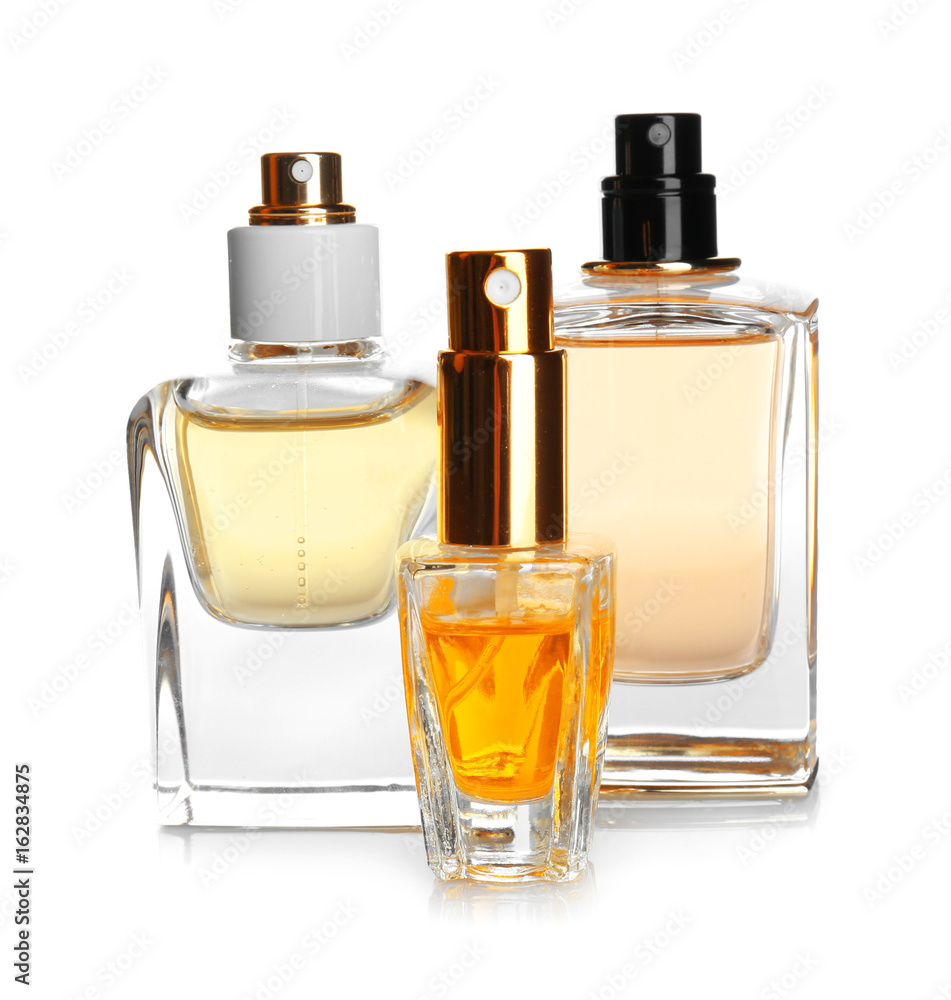 Perfume bottles on white background Perfume bottles on white background
