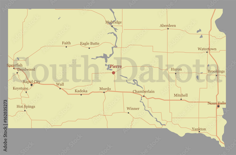 South Dacota vector accurate high detailed State Map with Community Assistance and Activates Icons Original pastel Illustration South Dacota vector accurate high detailed State Map with Community Assistance and Activates Icons Original pastel Illustration