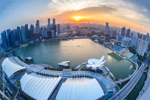 Photography Landscape of the Singapore financial district and business building, Singapore C