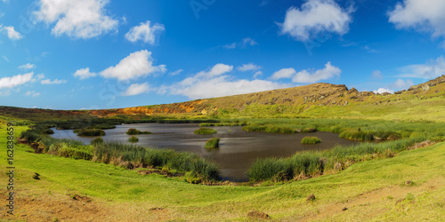 Lake in the crater of the Rano Raraku Volcano  Rapa Nui National Park  Easter Island  Chile