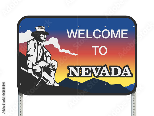 Nevada welcome road sign