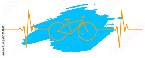 Symbol, Fahrrad mit Herzfrequenz und Farbflecken