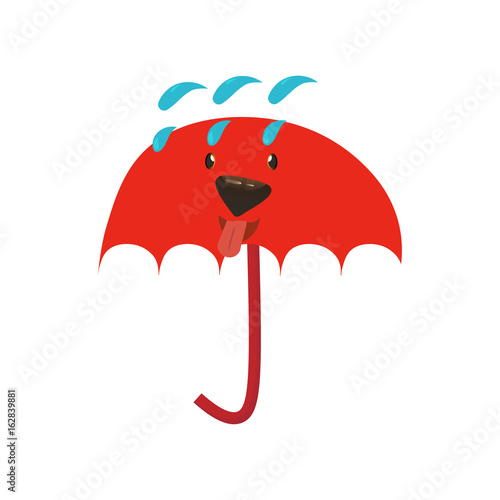 Umbrella character with doggy face. Cartoon styled illustration of a happy dog umbrella mascot.