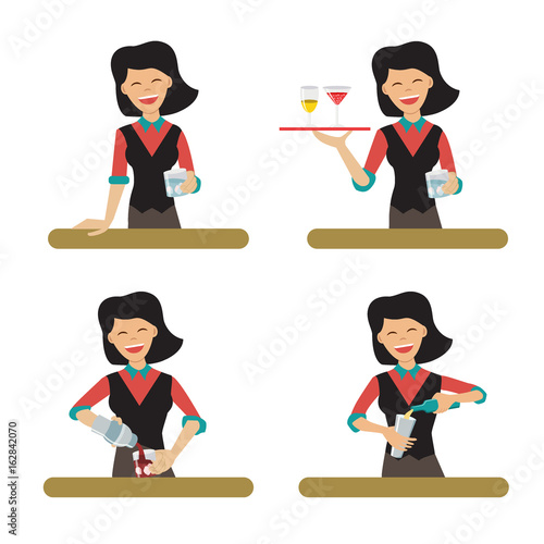 Female bartender character set