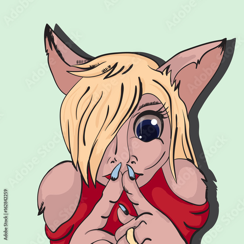 Girl cat furry silence