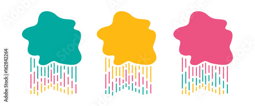 set of colorful rainy clouds text line composition of Summer.Vector summer poster and banner design in trendy linear style vector illustration isolated from background
