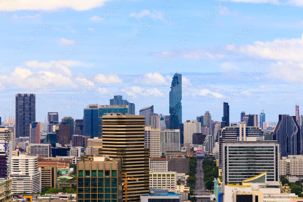 Naklejka premium Cityscape of Mahanakhon is the new highest building in Bangkok, Thailand