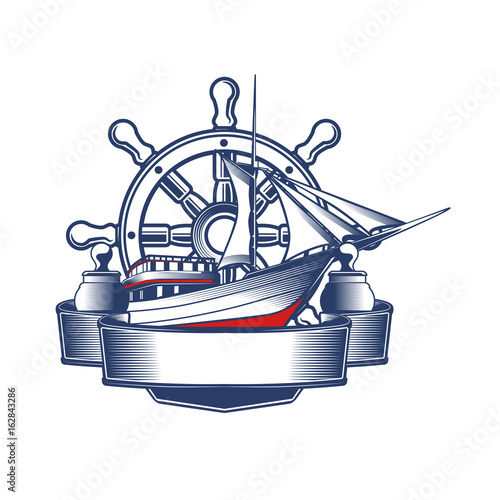 Sea boat illustration