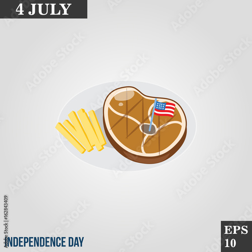Hot steak, grill icon in trendy flat style isolated on grey background. Usa independence day symbol for your design, logo, UI. Vector illustration, EPS10.