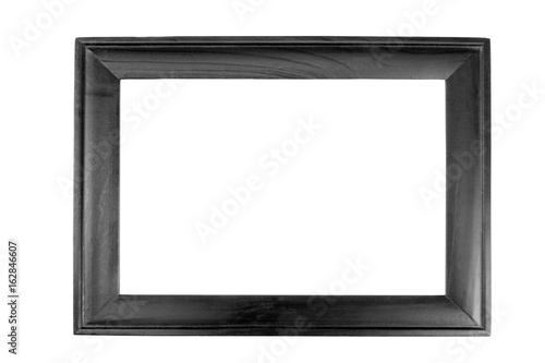 Isolated black wood frame. Horizontal.