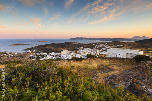 Chora village on Kimolos and Milos island in the distance.