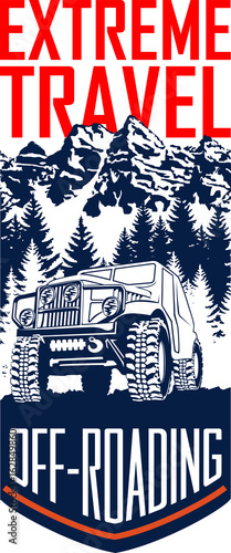vector 4x4 off-roading travel flayer illustration