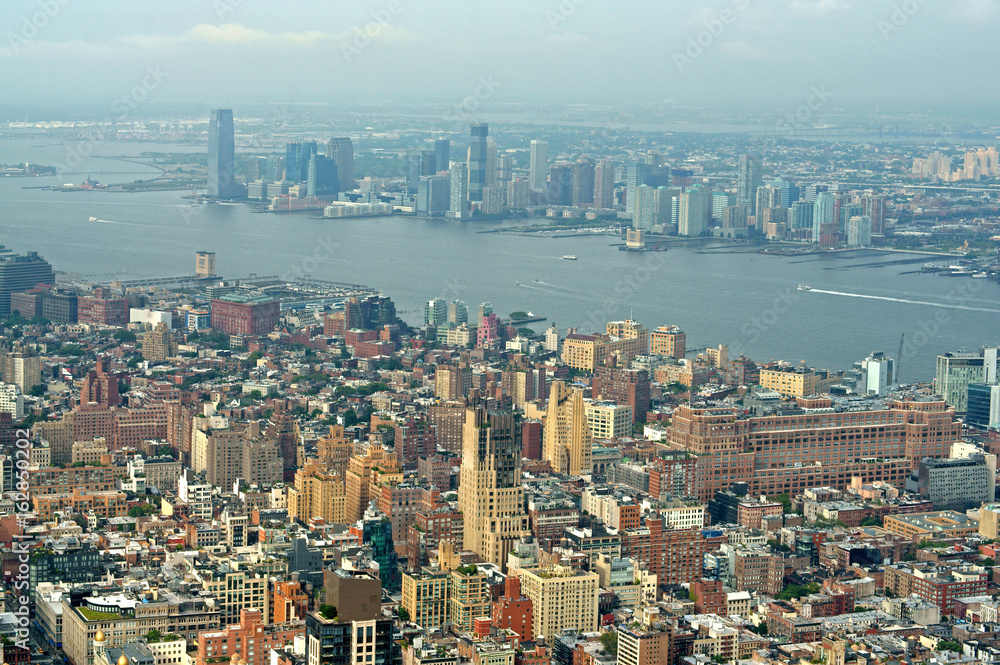 Obraz premium American Skyscrapers. View of New York and Hudson River from above