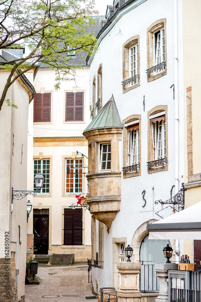 Street view with old buildings in Luxembourg city