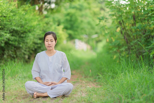 Buddhist Nuns meditation in thailand