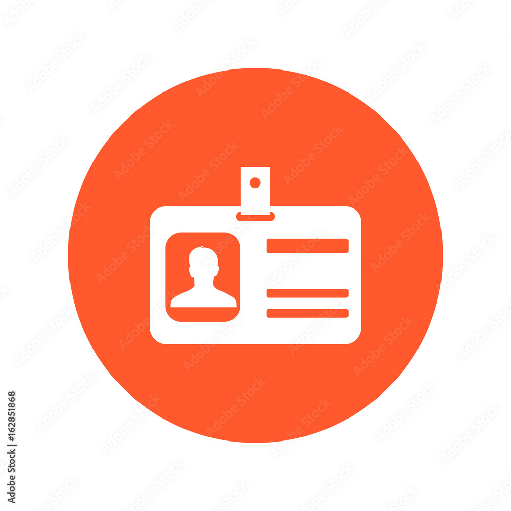 Identification card icon. Conference participant badge. Flat design style. Identification card icon. Conference participant badge. Flat design style.