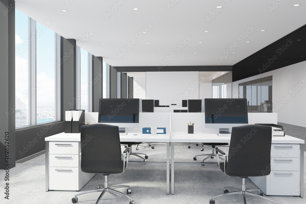 White and black open space office