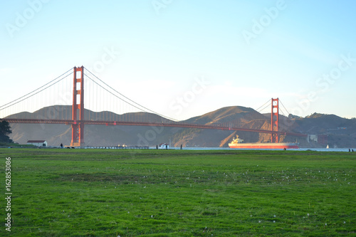 Photography View of Golden Gate bridge from Crissy Field, San Francisco, USA