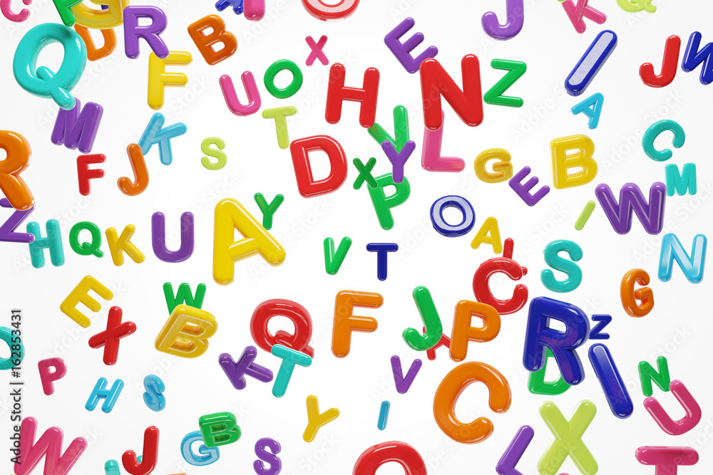 Colorful letters, white background Colorful letters, white background