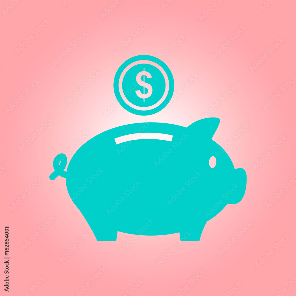 Piggy bank icon. Pictograph of moneybox. Flat design. Piggy bank icon. Pictograph of moneybox. Flat design.
