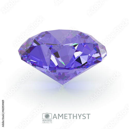 Violet diamond oor amethyst. Realistic vector illustration