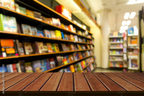 Blur in Book store on shelf of shopping mall for background usage.