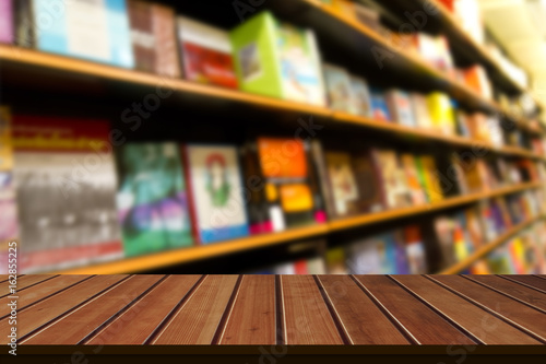Blur in Book store on shelf of shopping mall for background usage.