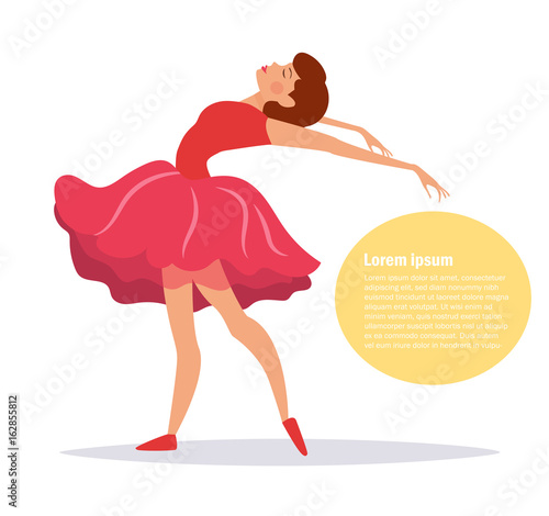 Ballerina in red dress dancing