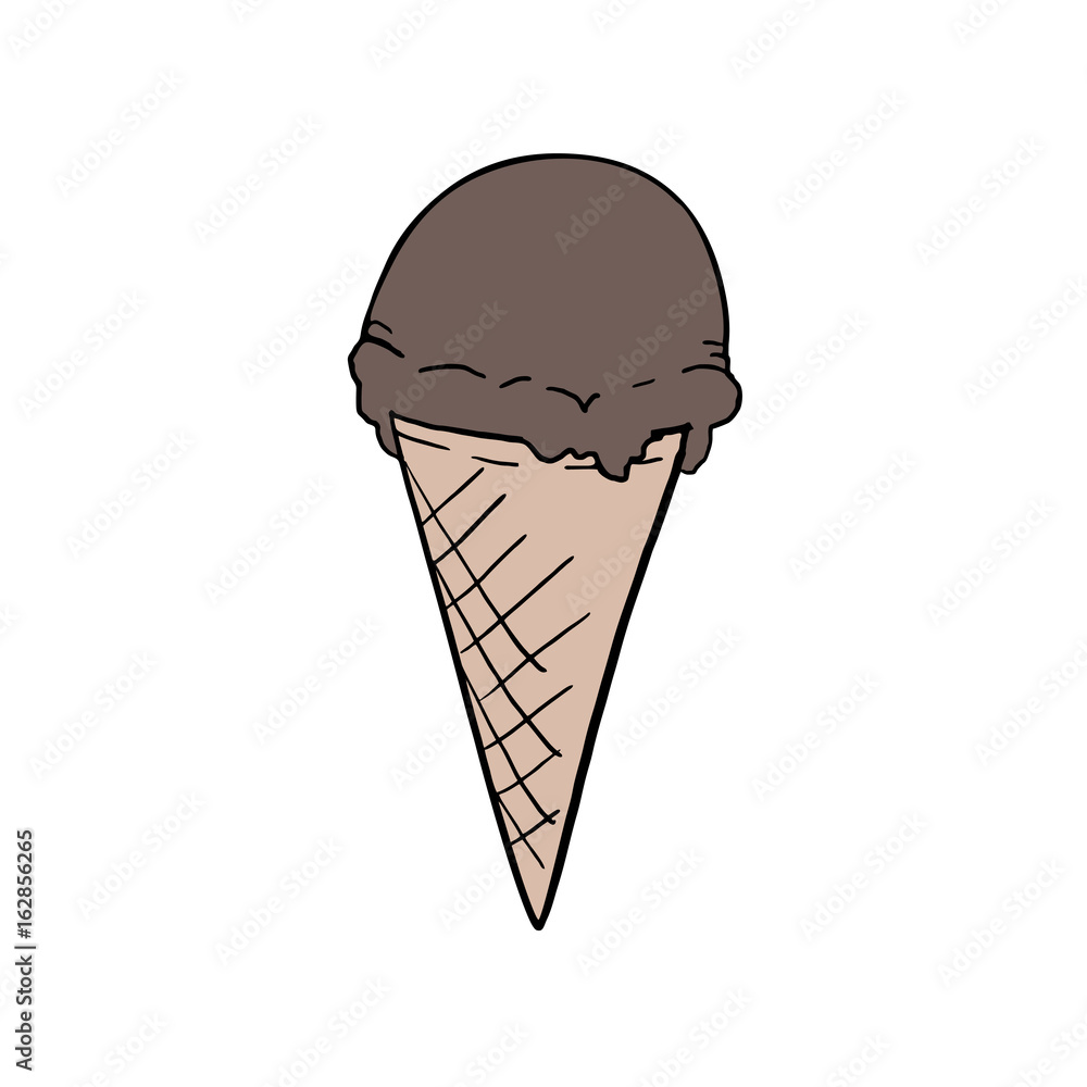 Digital Graphic Simple White Ice Cream Cone Drawing for Coloring Page ·  Creative Fabrica