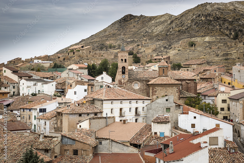 a view over La Hoz de la Vieja Town, province of Teruel, Spain