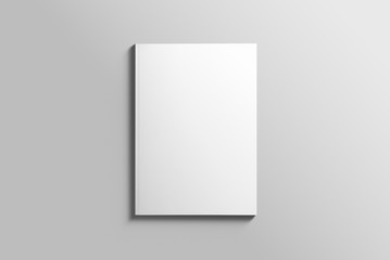 Blank A4 photorealistic brochure mockup on light grey background. 