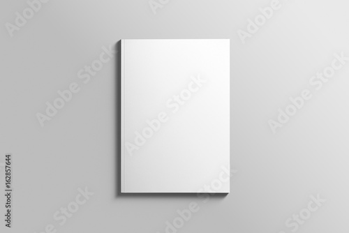 Blank A4 photorealistic brochure mockup on light grey background.  photo