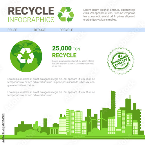Recycle Infographic Banner Waste Gathering Sorting Garbage Concept Vector Illustration
