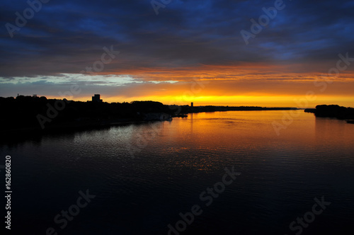 Orange sunset over river © gojalia