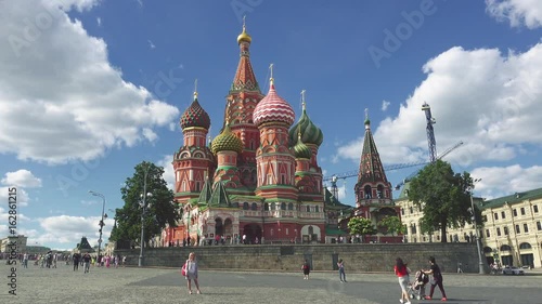 Moscow, Russia - June 28, 2017: People are walking near with Saint Basil's Cathedral.