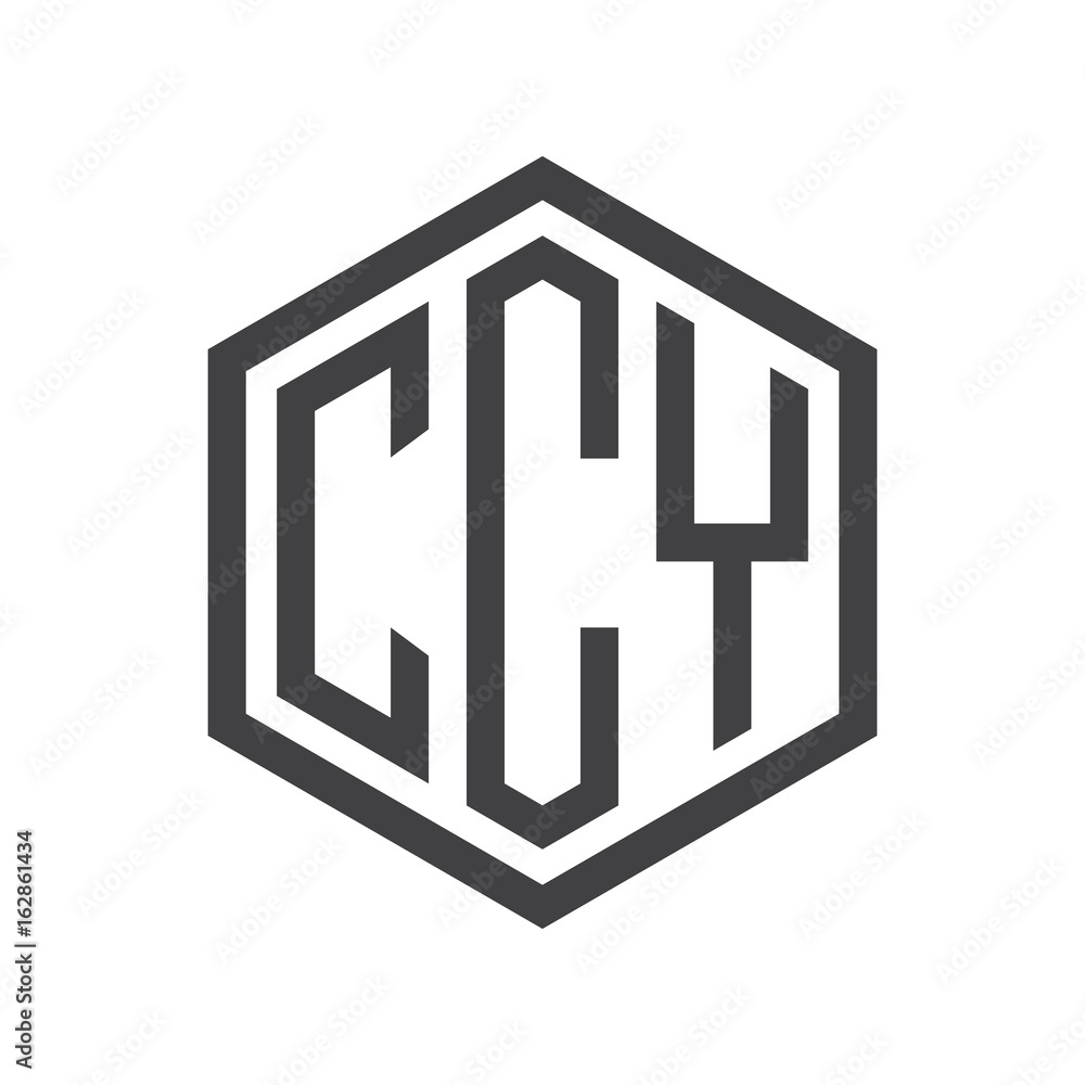 three-letter initials hexagon logo black three-letter initials hexagon logo black