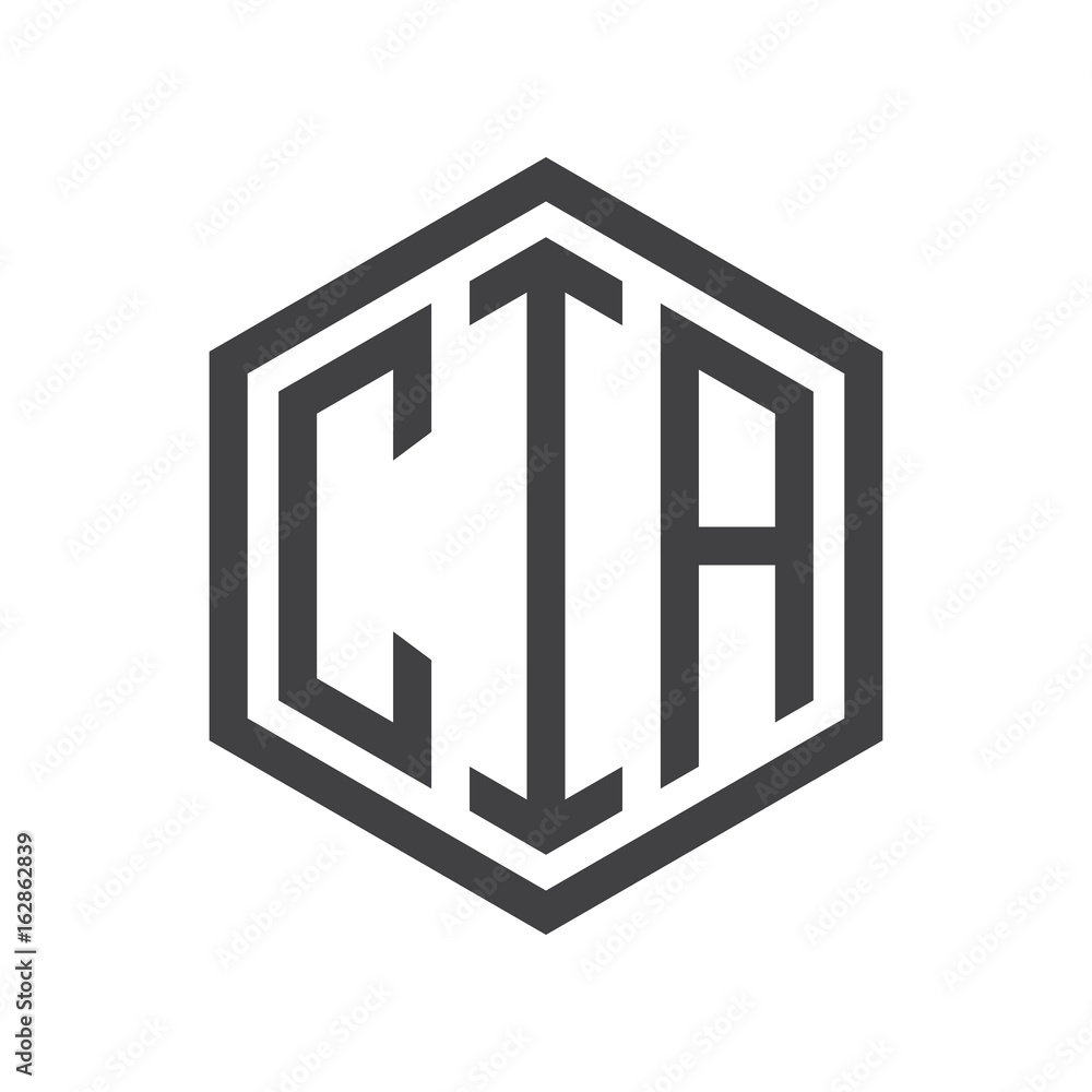 three-letter initials hexagon logo black