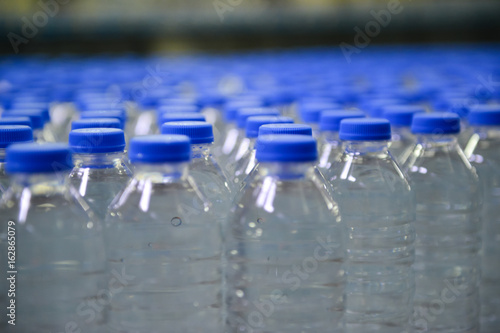 Water bottles in production line