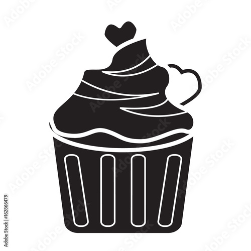 cup cake icon flat black
