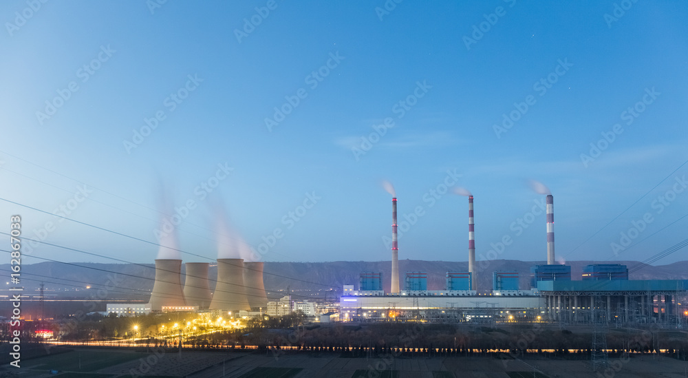 Fototapeta premium power plant in nightfall