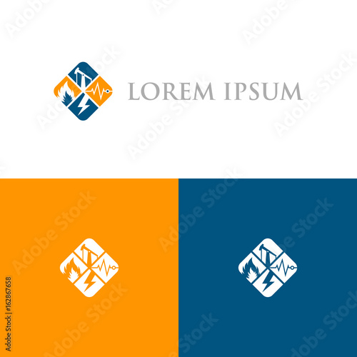 Oil, gas drilling company lowercase flat logo design template colorful preview 