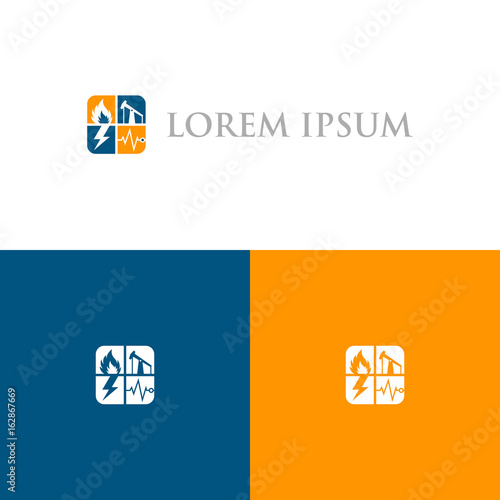 Oil, gas drilling company lowercase flat logo design template colorful preview 
