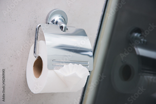 Tissue paper roll in bathroom