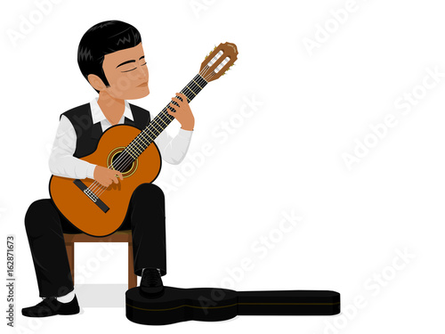 The musician is playing classical guitar
