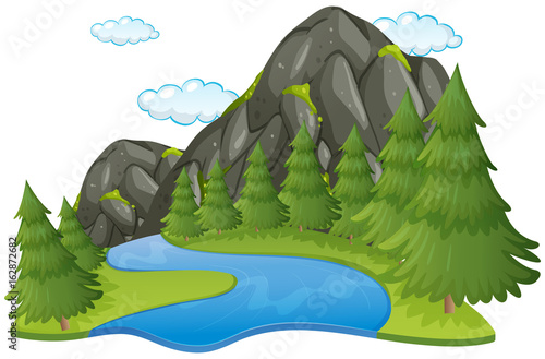 Scene with river and mountain