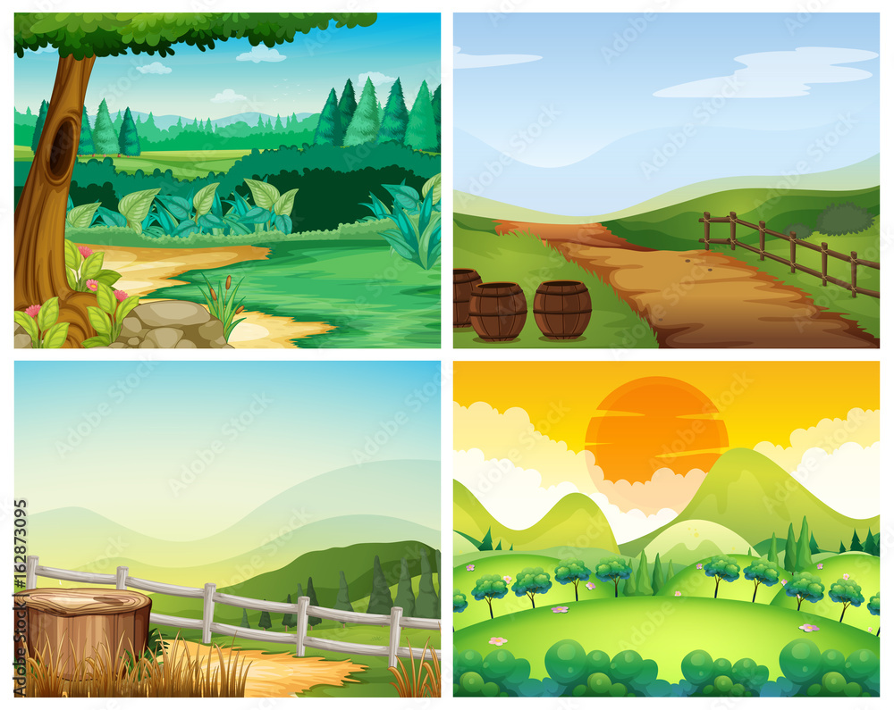 Four scenes of countryside
