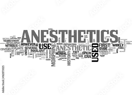A BRIEF HISTORY OF ANESTHETICS TEXT WORD CLOUD CONCEPT