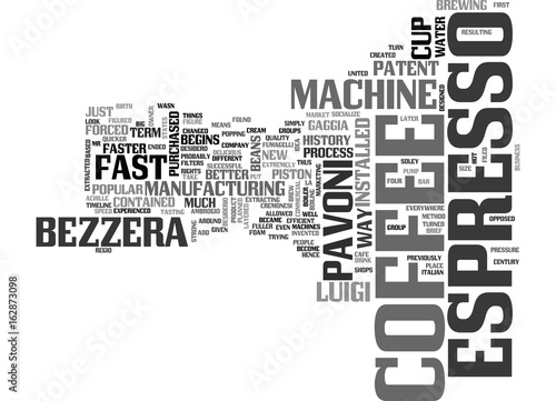 A BRIEF HISTORY OF ESPRESSO TEXT WORD CLOUD CONCEPT photo