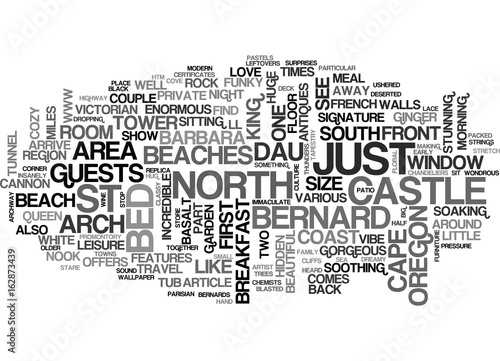 A CASTLE ON OREGON S COAST TEXT WORD CLOUD CONCEPT photo